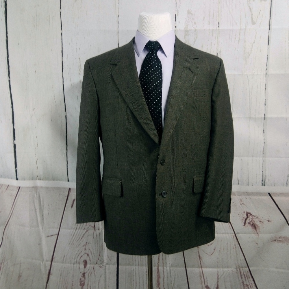 Corporate Image Tom James 44R Olive Check Suit Blazer Sports Coat